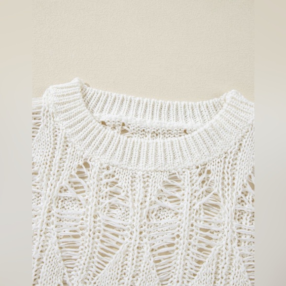 Women's Cream Knit Sweater - Picture 14 of 14